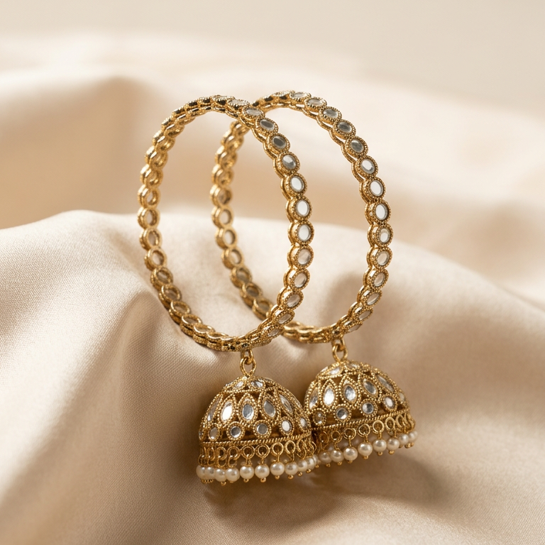[JBT-BA129] Riya Kundan Single Jhumka Bangles