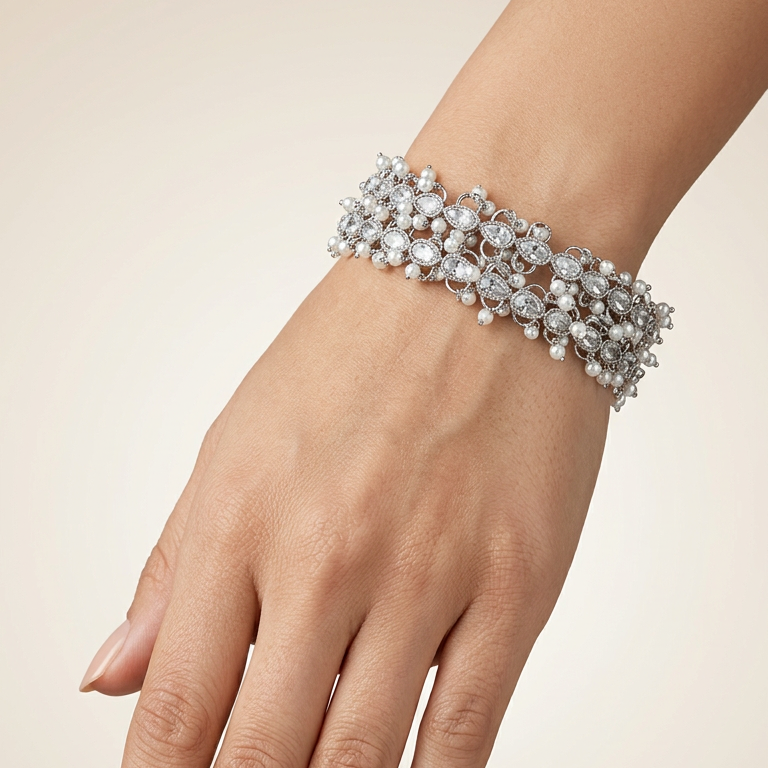 [JBT-BA124] Kaira Silver Polki Bangles