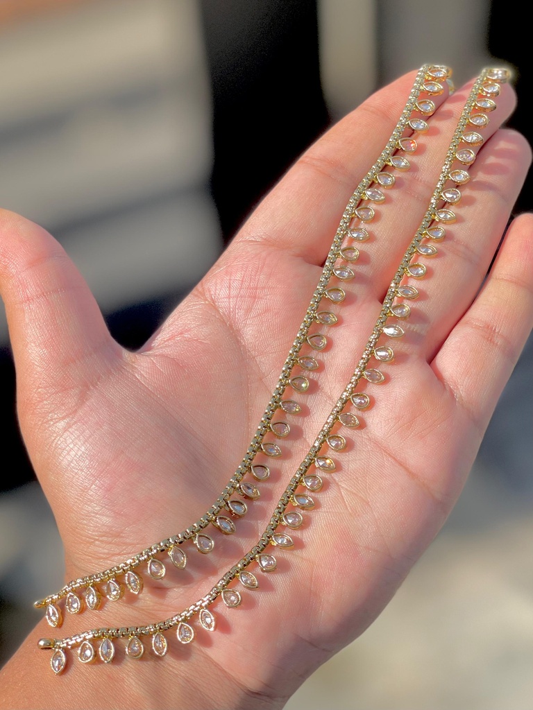 [JBT-ANK007] Delicate Gold Polki Anklet