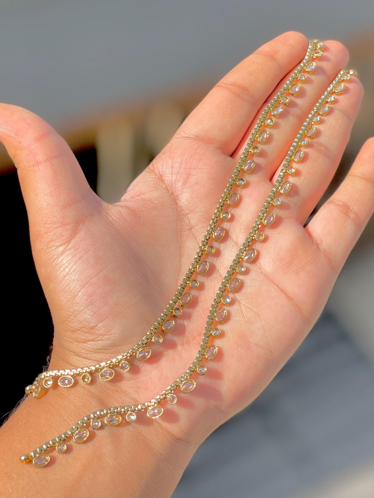 [JBT-ANK006] Classic Oval Polki Anklet Pair
