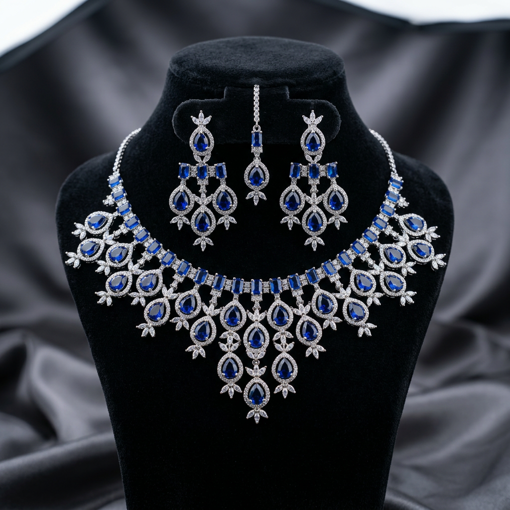 [JBT-NL005] American Diamond Necklace Set