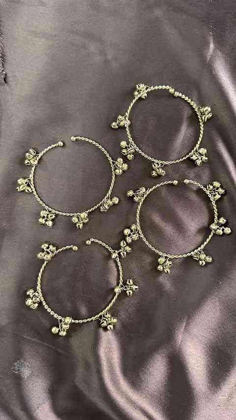 Antique Gold Ghungroo Kada Set (Set of 4)