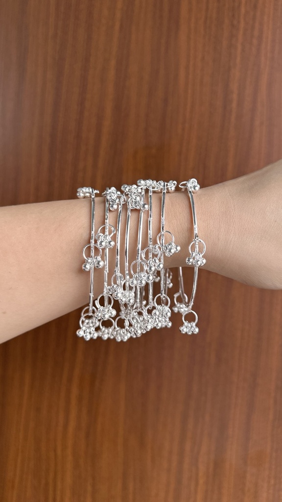 Silver Kashmiri Ghungroo Bangles (set of 8)