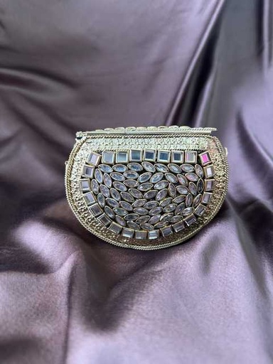 Champagne Mirror-Work Dome Clutch