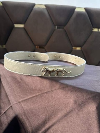 Panther Emblem Leather Belt
